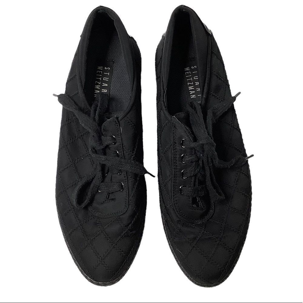 Stuart Weitzman Lace Up Textile Low Top Women Fashion Sneakers Sz 8.5